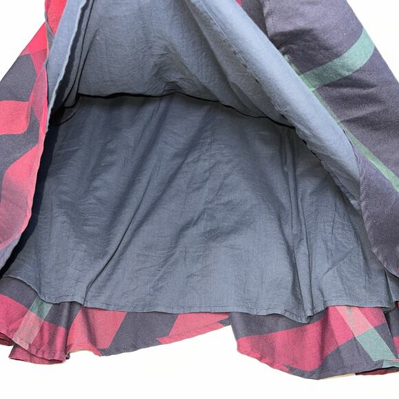 ModCloth Dress Plus Size 18 Navy Blue Burgundy Plaid Short Sleeve LIned Preppy - Picture 5 of 14